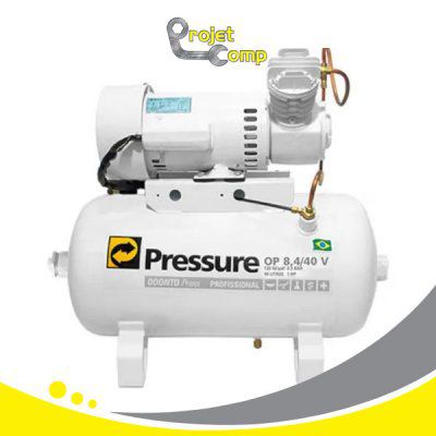 Compressor de Ar Odontologico 40 Litros 8,4 Pés - Monofásico 127/220V - OP 8,4/40 V-1HP - Pressure